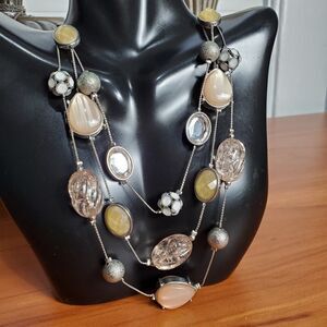 Layered Glass Bead Fashion Jewelry Necklace
